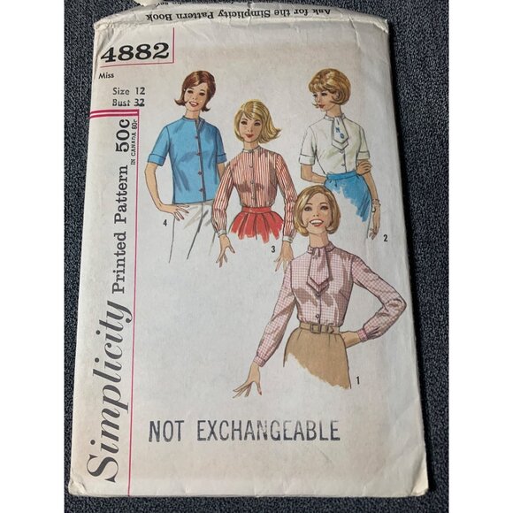 Simplicity Misses Blouse Sewing Pattern sz 8-22 4882 - uncut - Picture 8 of 9